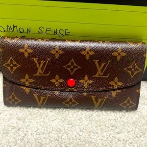 LOUIS VUITTON Emilie  monogram wallet pink red inside